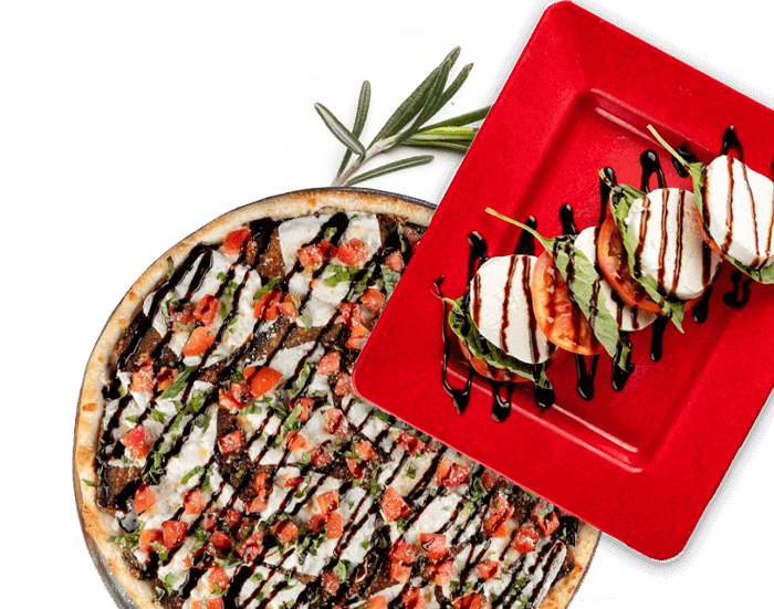 caprese pizza with balsamic 