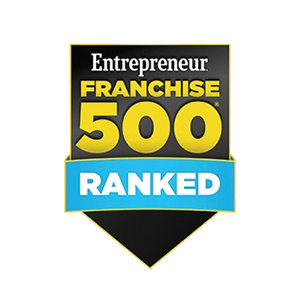 Logo of the Entrepreneur Franchise 500 Ranked, featuring bold yellow and black text with a blue banner at the bottom.